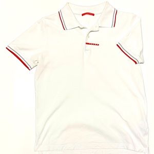 White Prada Polo Shirt - Medium Size